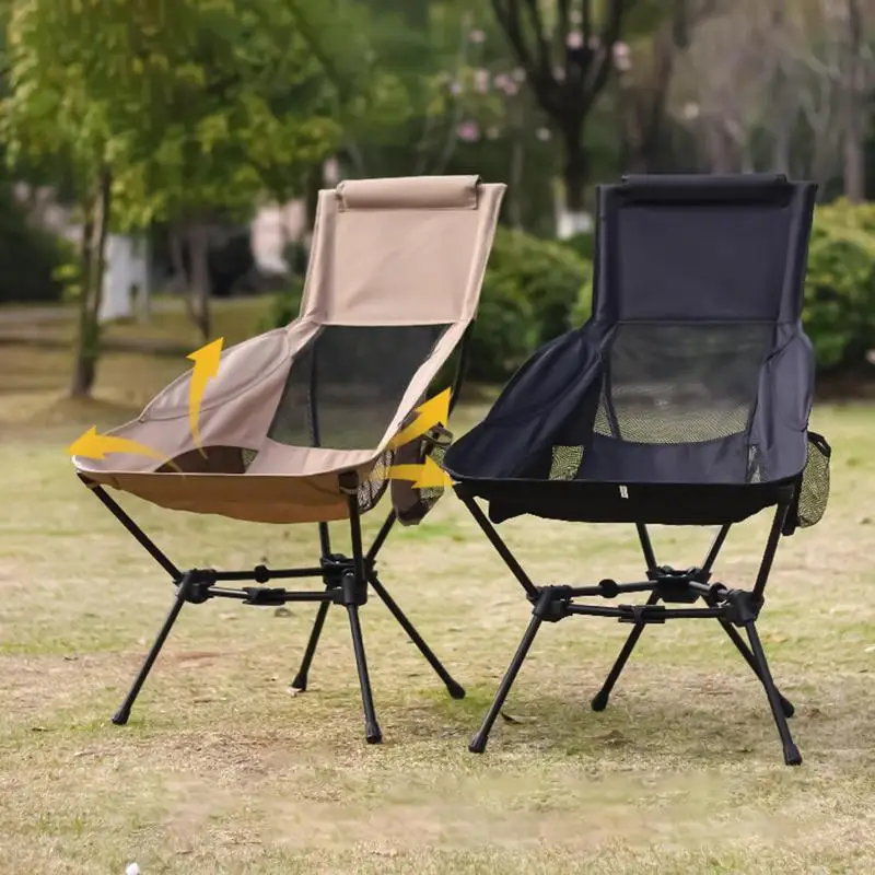 

Outdoor Portable Folding Chair With Head Support Car Outdoor Chair Lightweight Bearing Strong Ride Comfort Camping Gears