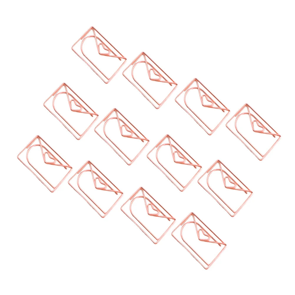 12Pcs Rose Gold Paper Clips Adorable Design Rust Free Smooth Surface Ideal for Office and School Supplies Envelope Paper Clips