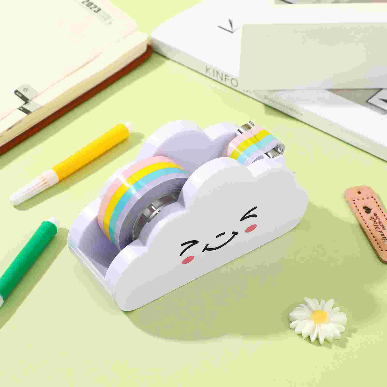 Tape Kids Dispenser Cute White Out School Stationery Supply Cloud Desk Cutting Rainbow with Holder Paper