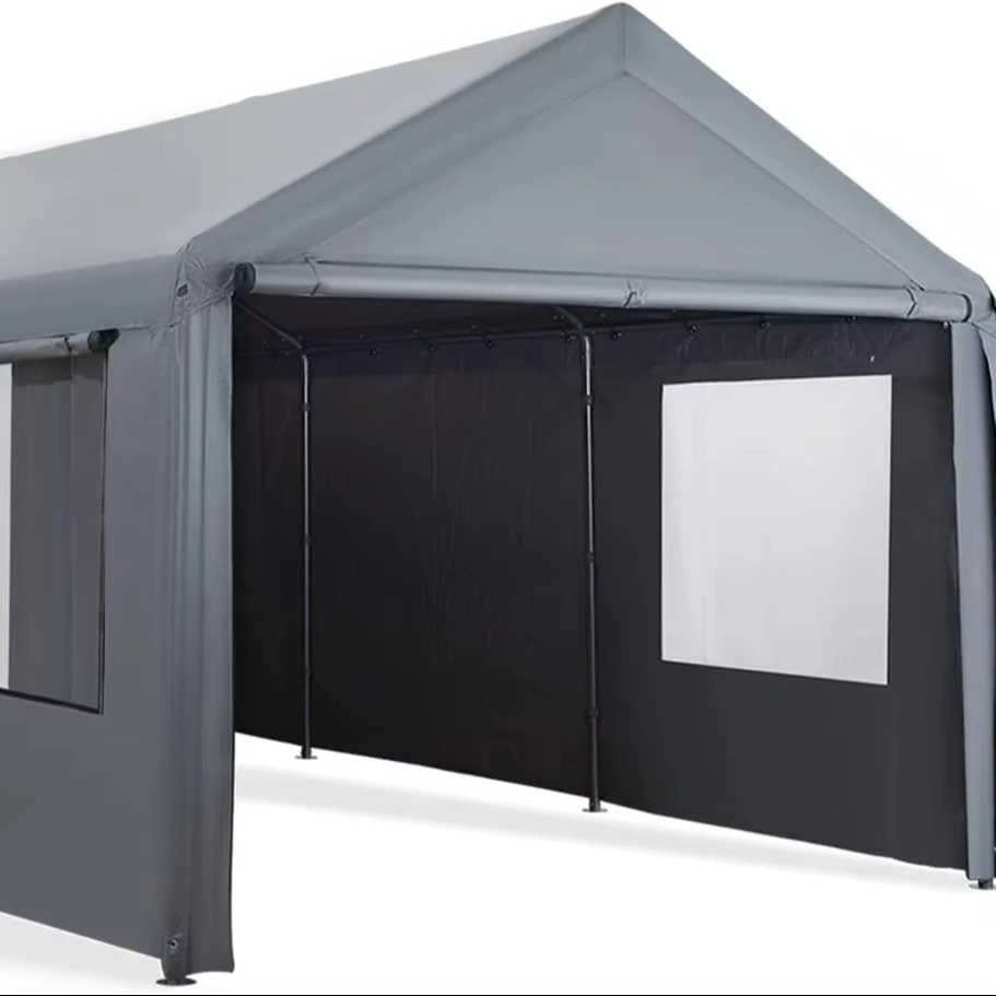 

Навес для автомобиля со съемной боковой стенкой, портативное гаражное укрытие с металлическим каркасом