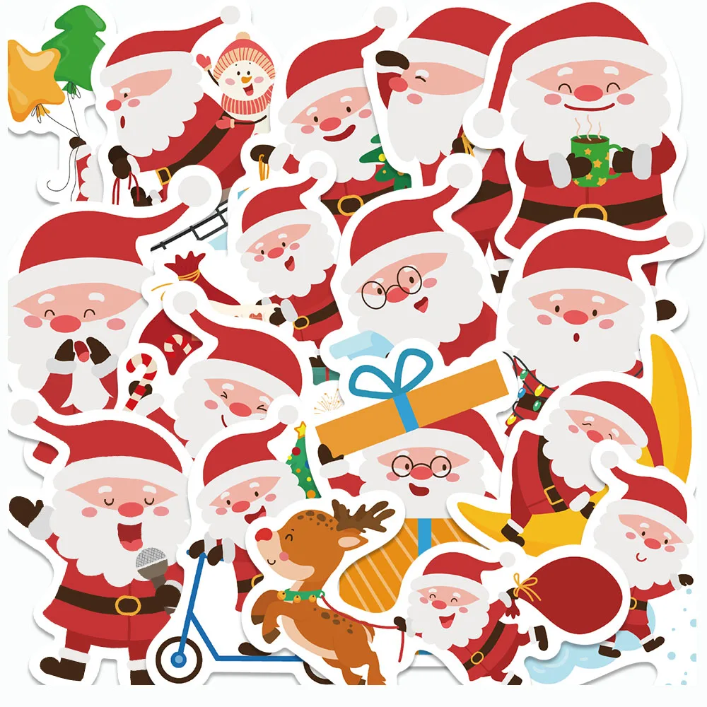 

50PCS Santa Claus Stickers Cartoon Christmas DIY Decals For Holiday Gifts Laptop Fridge Skateboards Notebooks Graffiti Stickers