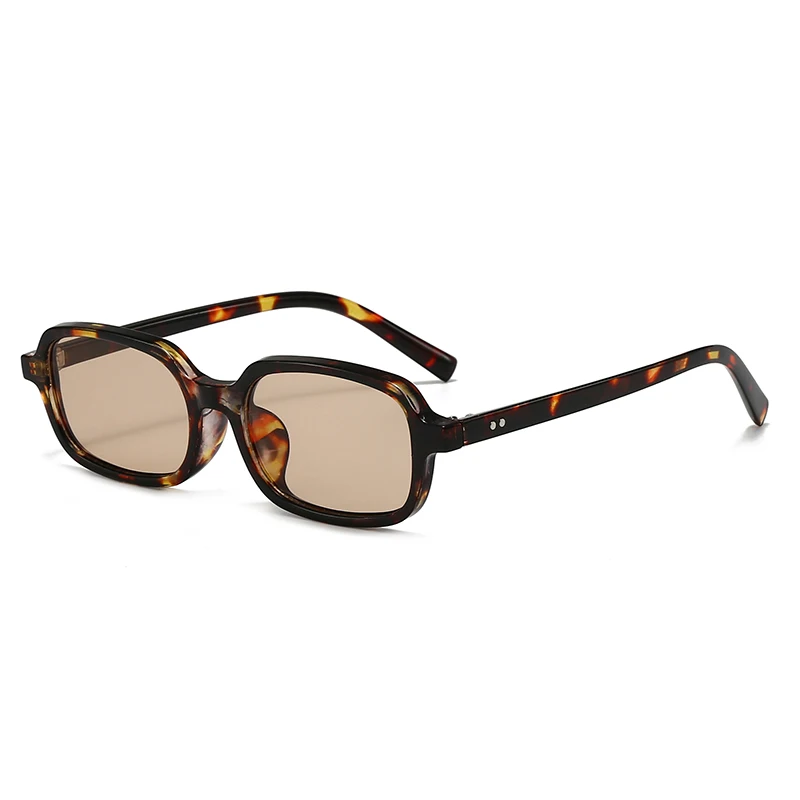 Protective Glasses New Small Rectangle Sunglasses Women Fashion Colorful Lens Shades Trending Rivets Leopard Frame Sun Glasses image 6