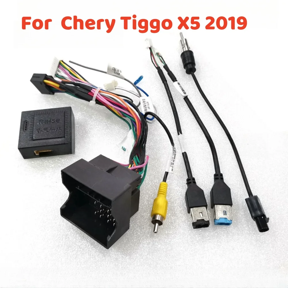 

16 Pin Plug Power Wiring Harness CAN Bus Decoder For Chery Tiggo X5 2019 Android 2 Din GPS Car Stereo Audio