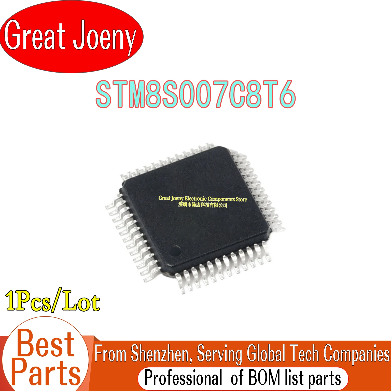 

100% New Original STM8S007C8T6 IC MCU Chipset LQFP-48