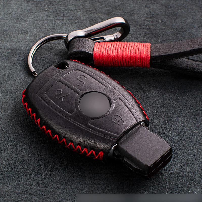 

1 PCS Genuine Leather Car Remote Key Shell Key Case Cover for Mercedes Benz Class W205 E Class W212 B S GLC GLA GLK Car Styling