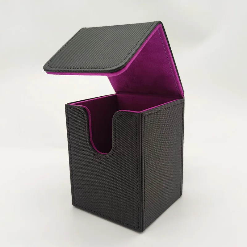 Kaartendoos, kaartendoosje voor meer dan 100 kaarten met hoesjes, PU lederen kaartendoos voor game trading cards. - afbeelding 1
