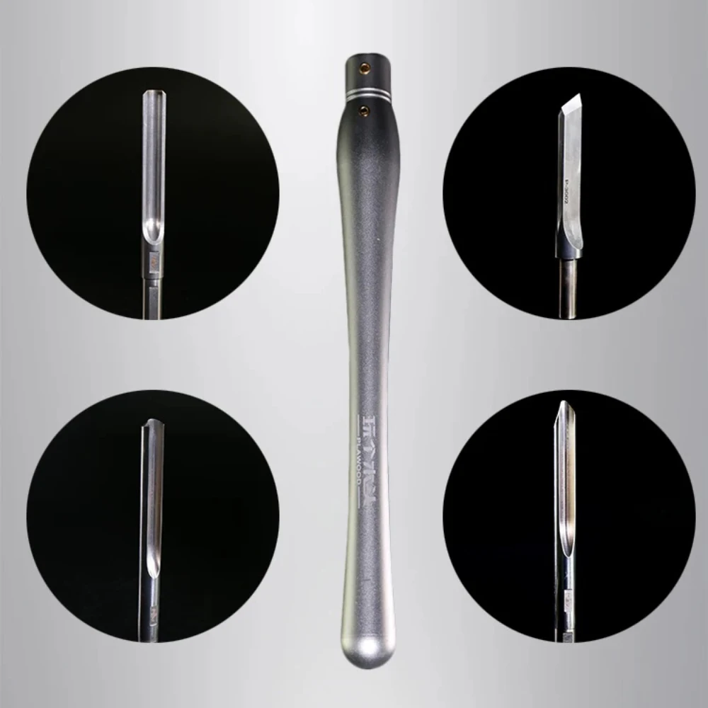 Aluminum Alloy Woodturning Chisel Set – 4PCS 440C Steel Bladesfor for DIY Wood Lathe Turning, Carving, Hollowing & Cutting