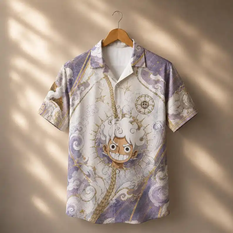 Anime Sun God Straw Hat Pirate Luffy Street Men and Women Children's Loose Shirt T-shirt Sailing Leisure Speed Drying Shorts Set