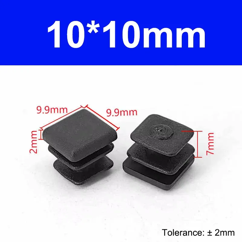 Black Plastic Steel Square Pipe Plug Furniture Accessory Leg Plug Anti Slip Feet Protector Pad Plastic Square Tube Cap Plug