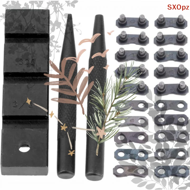 3PCS Pocket Chainsaw Breaker Chain: Saw Repairing Mending Tool Set 10 Sets 0.325in Joiner Link