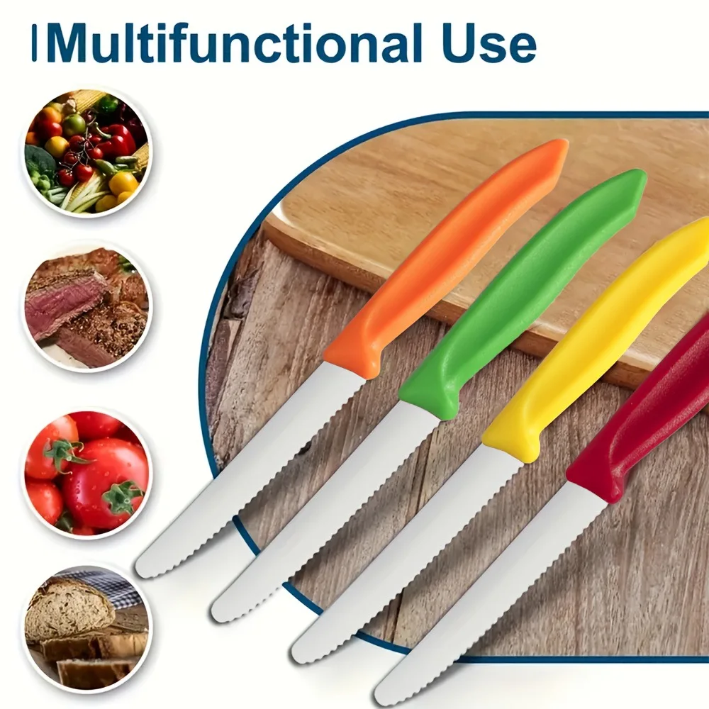 2-piece Set: Stainless Steel Western-Style Knives, Bread & Steak Knives with Plastic Handles, Fruit Knives