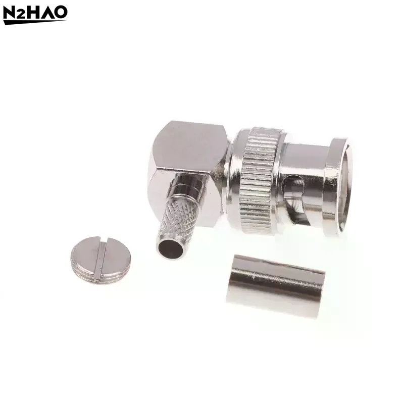 90 Degree BNC Male Right Angle RF Connector Crimp 50ohm RF Connector Adapter For RG58 RG142 RG400 RG223 LMR195 Coaxial Cable