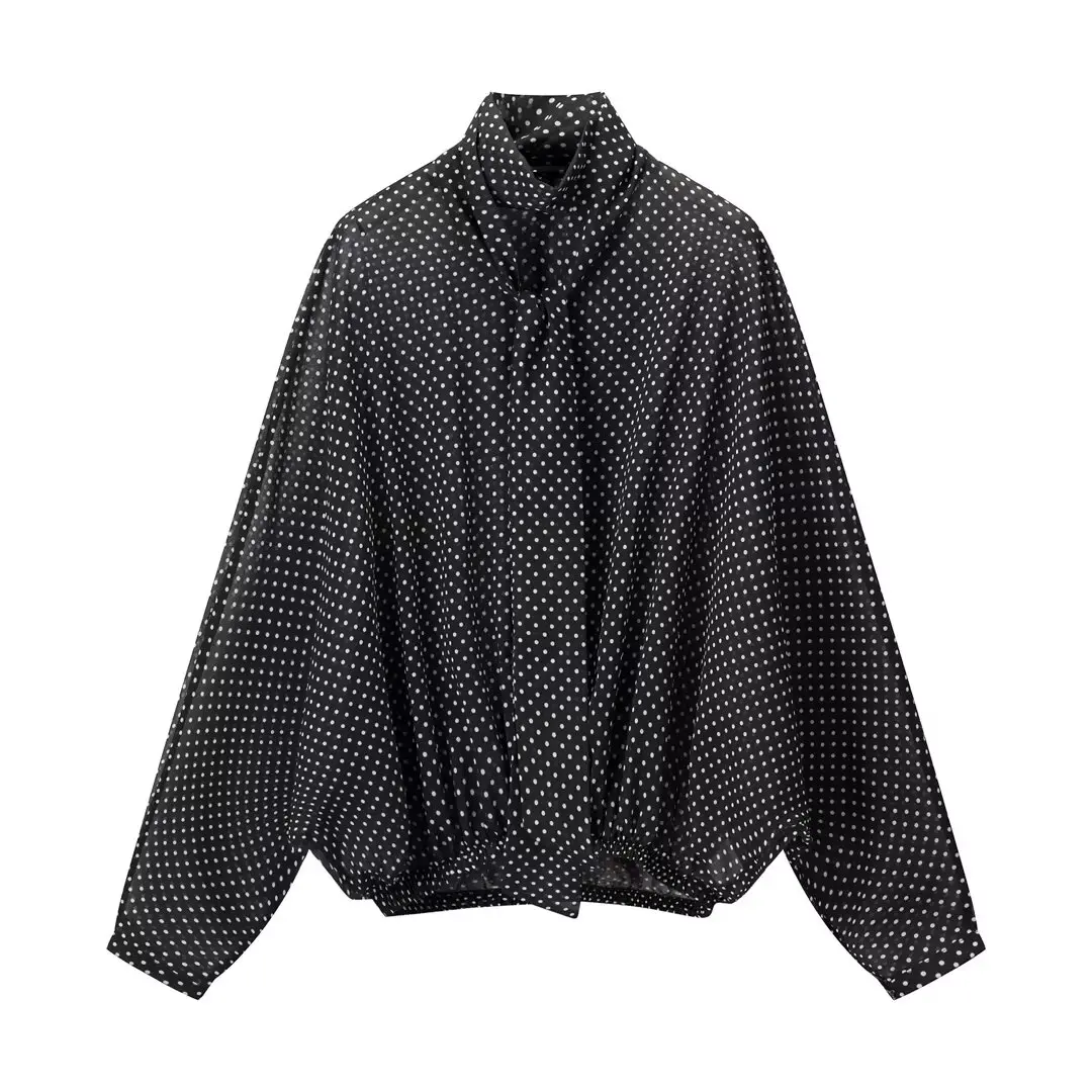CharmChant Dames Polka Dot Doorschijnend Chiffon Oversized Shirt & Maxi Rok 2-delige set Lente 2026 Retro Elegant Chic Feestoutfits
