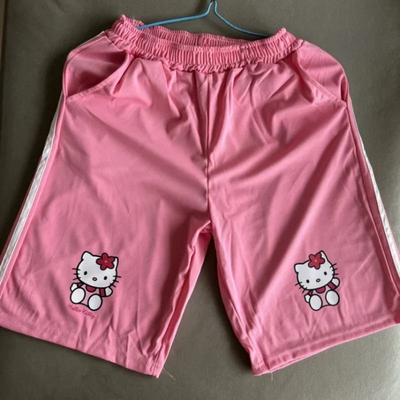 Sanrio New Original Kawaii Women Clothing Y2K Pants Hello Kitty Pink Knee Length Joggers Women Korean Style Gothic Sweatpants