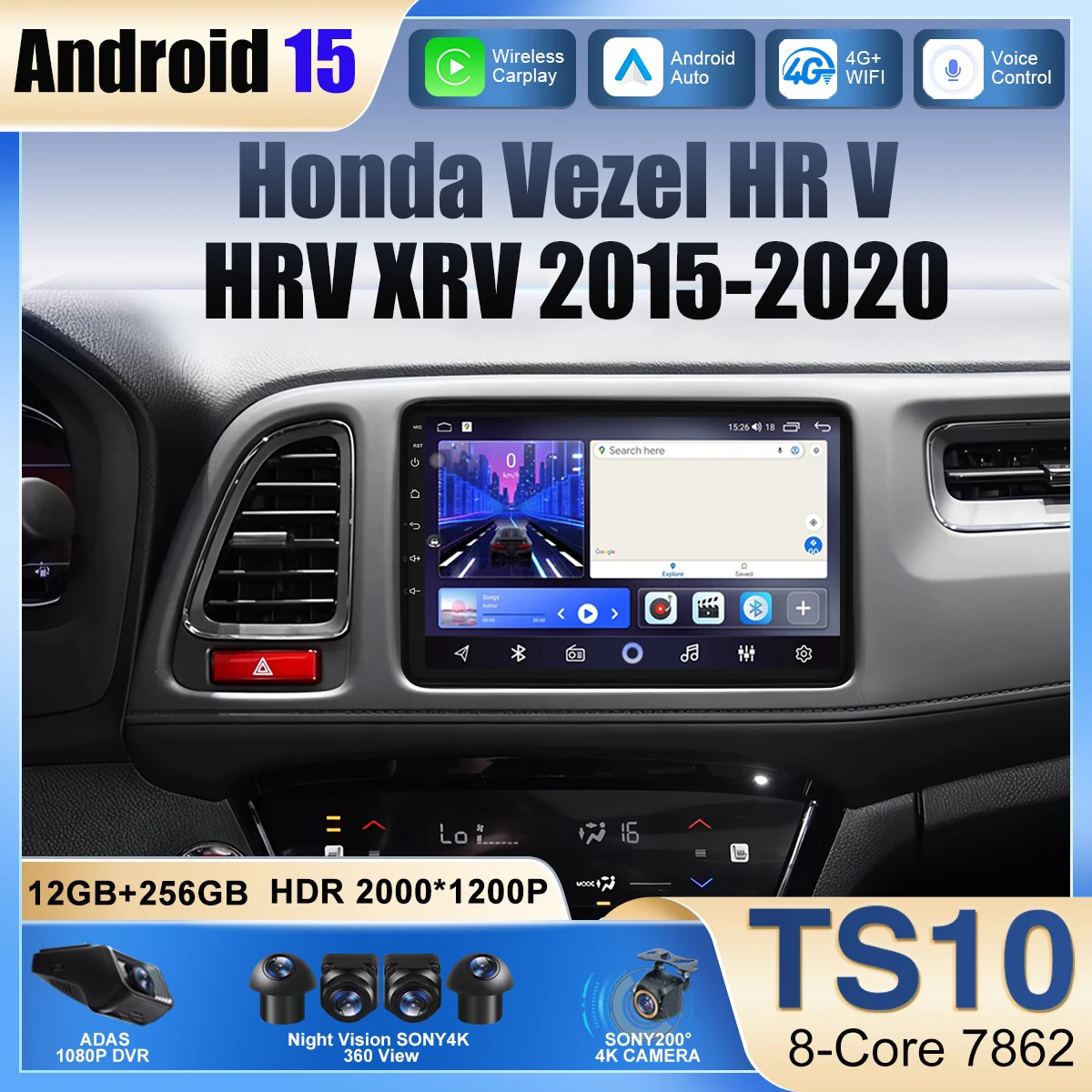 

Для Honda Vezel HR V HRV XRV 2015 2016 2017 2018 2019 2020 Автомобильный радиоприемник Android 14 Мультимедийный стереоплеер GPS-навигация Carplay