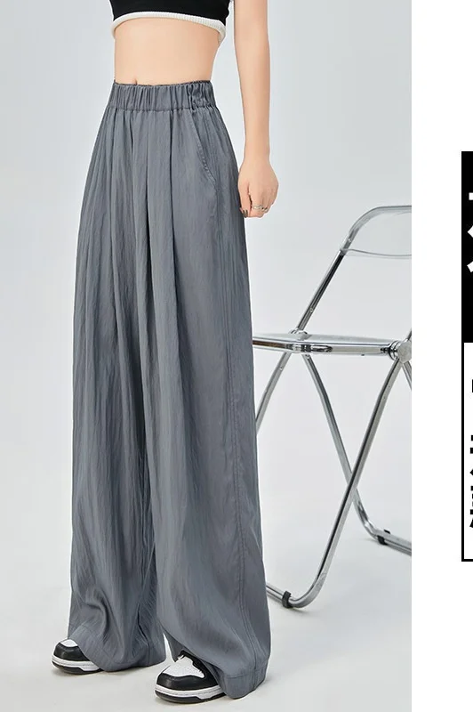 بنطال ذو قصة أرجل واسعة كحلي للسيدات صيفي من الخيزران والقطن مرقع سبليت Fairycore متعدد الاستخدامات خفيف الوزن ثنيات قابلة للتعديل #1