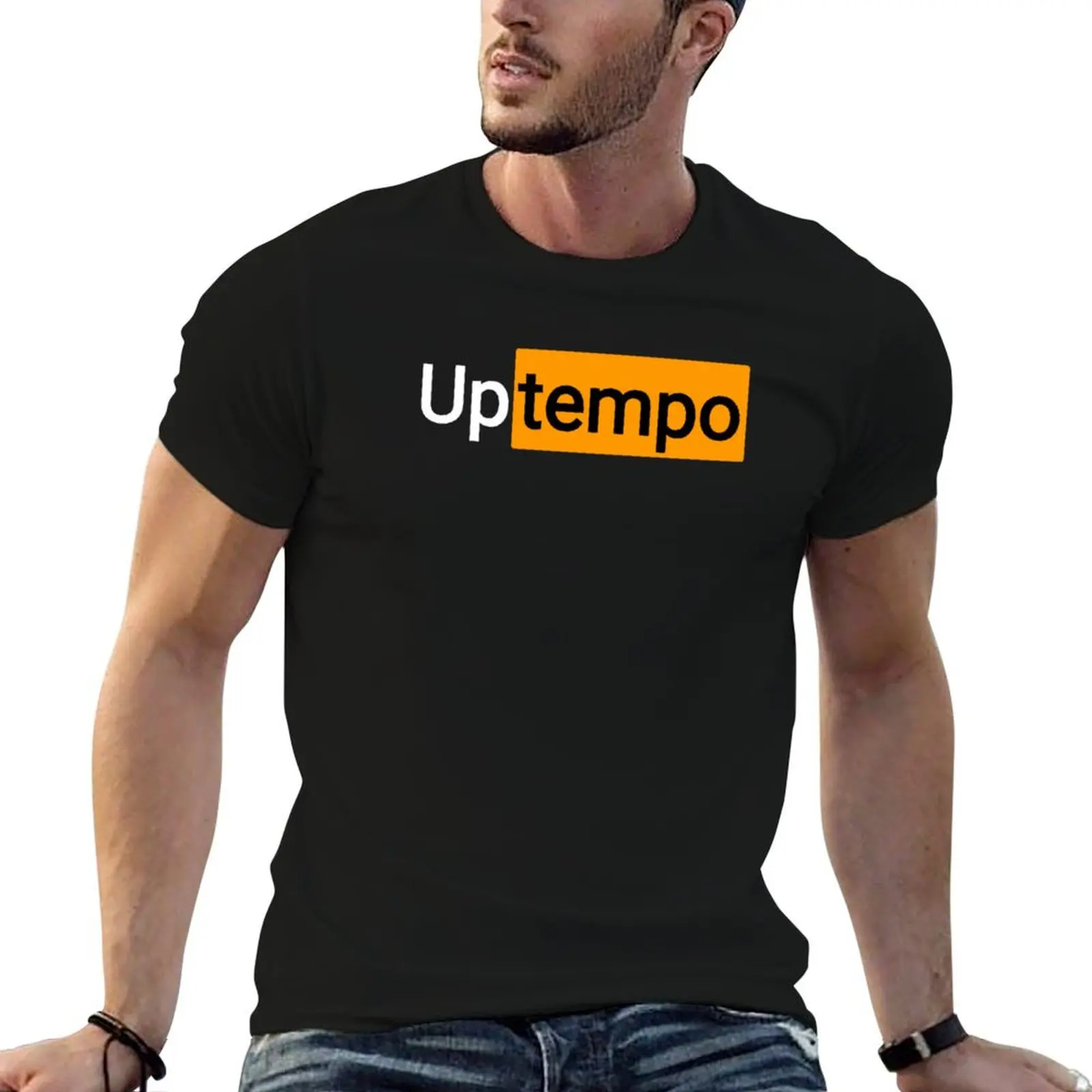 Camiseta Uptempo negra de algodón lisa para hombre, paquete de camisetas divertidas para hombre, camiseta lisa para hombre