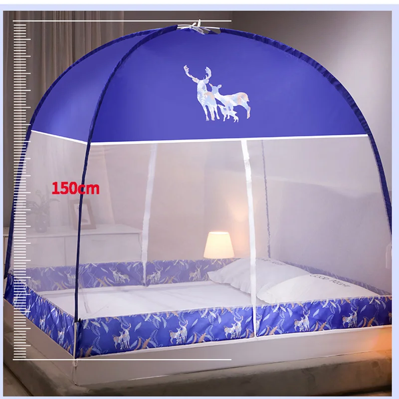 Dust-proof Yurt mosquito net for double bed Foldable Installation Free two doors mosquito nets for Adult Child Proof Fall design