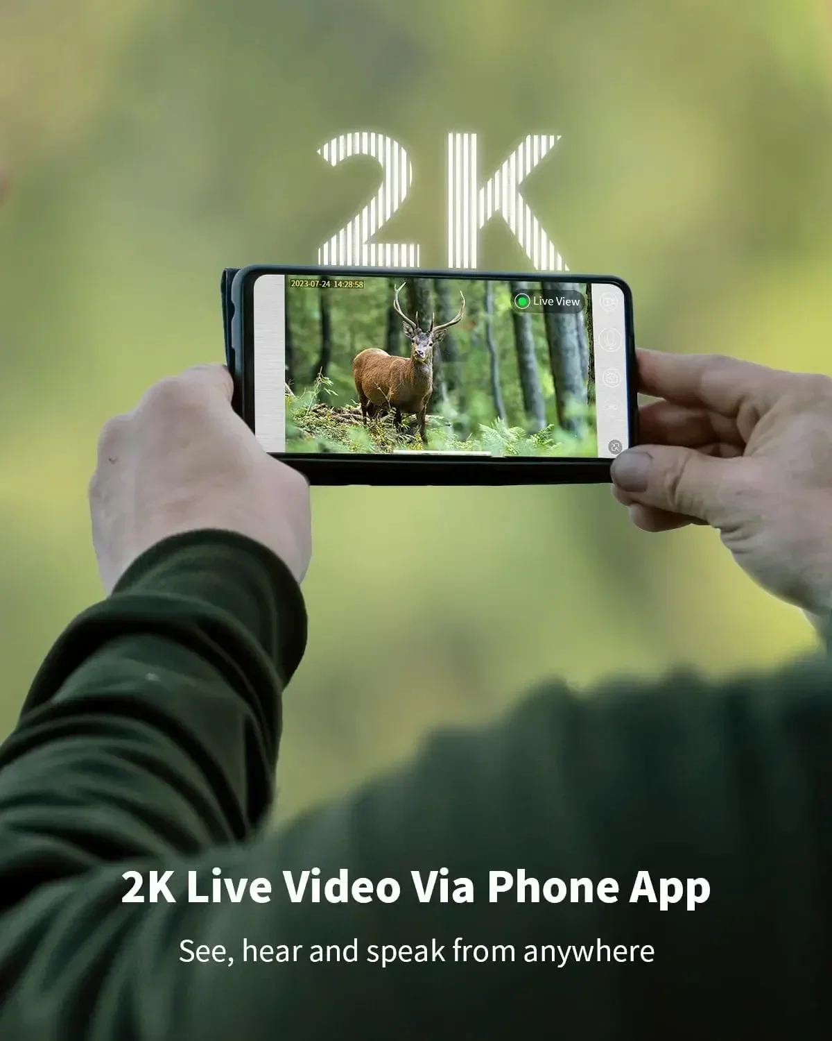 3rd Gen 4G LTE Cellular Trail Camera-2K Live Video,WiFi Not Supported, Remote APP Controlled, WaterProof, Motion Activated, Night Vision, 4G Data Cellular Card Included