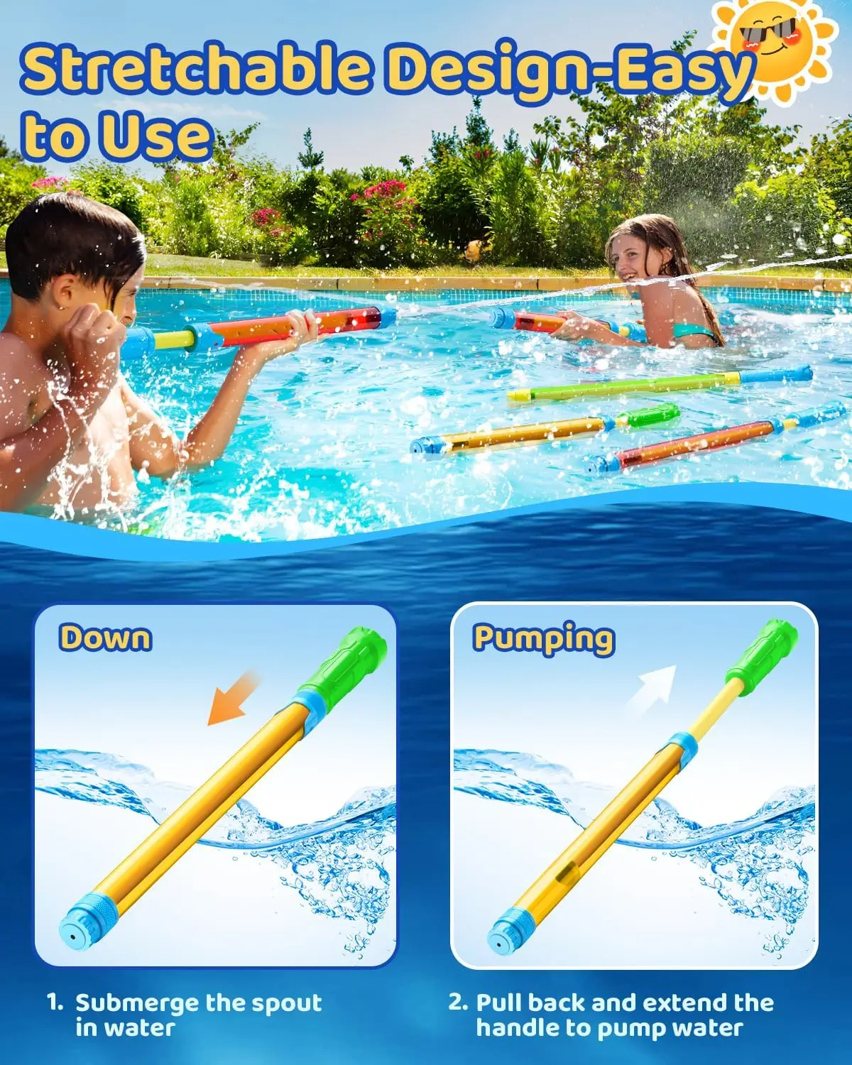 24-48 pièces pistolets à eau en vrac 42cm trempage pistolets à eau jouets de piscine pour l'été en plein air arrière-cour natation plage piscine cadeaux de fête