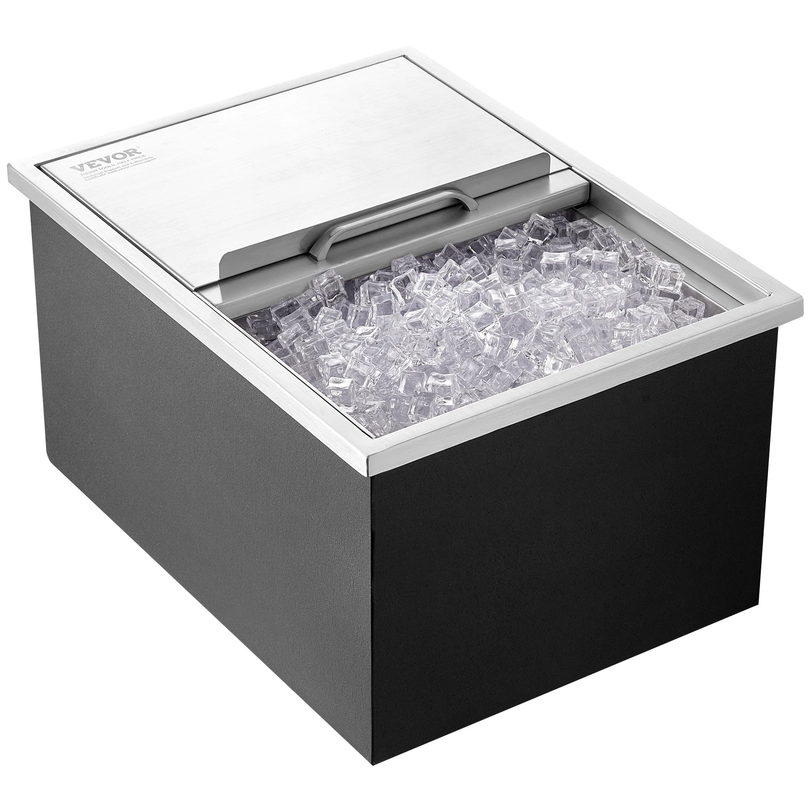 VEVOR Drop in Ice Chest Stainless Steel Ice Cooler Commercial Ice Bin with Sliding Cover Outdoor Kitchen Ice Bar