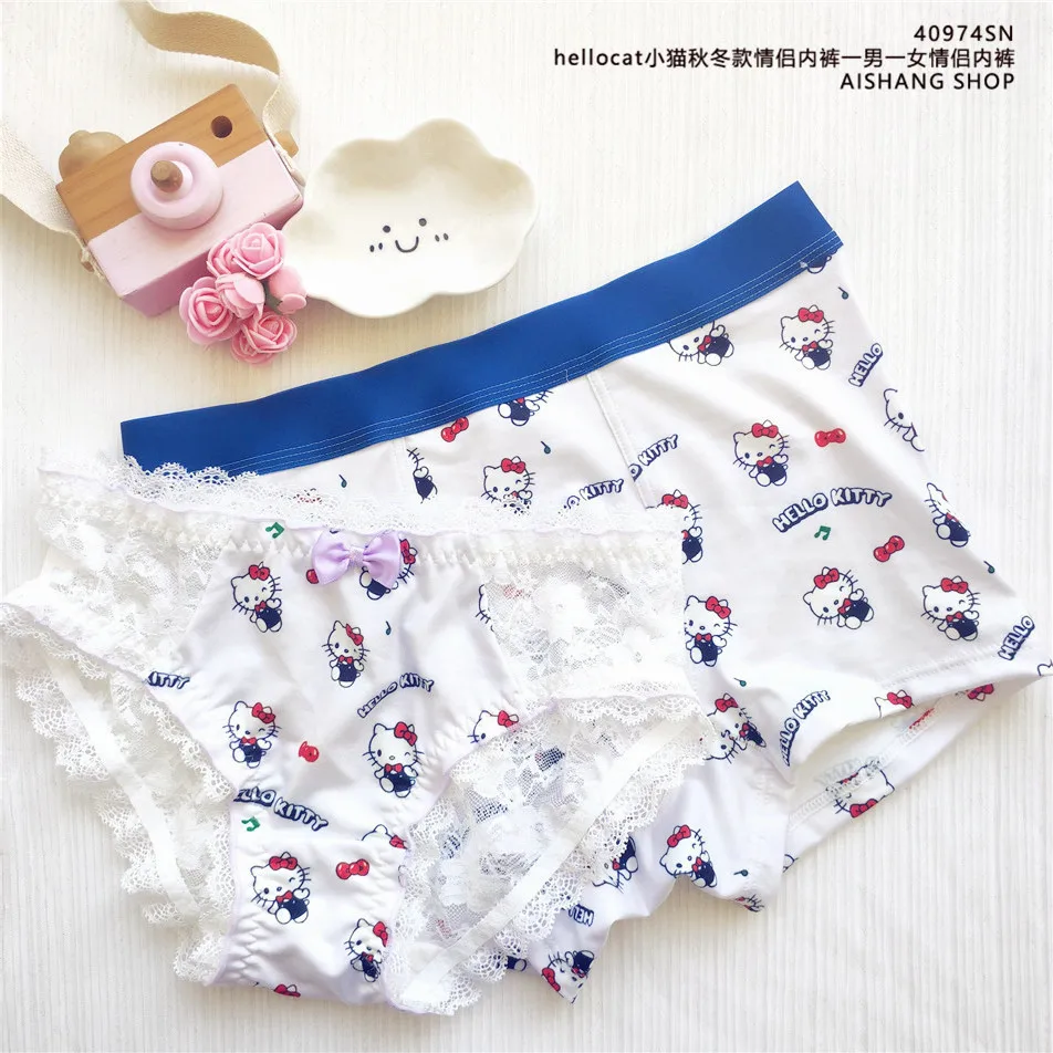 Sanrio Hello Kitty sous-vêtements de couple filles sous-vêtements en dentelle érotique culottes sous-vêtements pour hommes coton Sanrio couple cadeau sous-vêtements