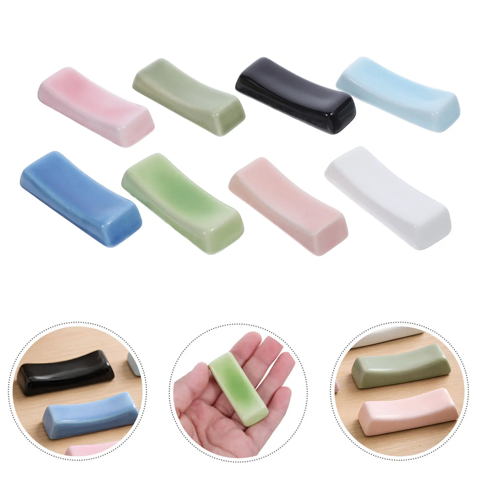 8Pcs Ceramic Chopstick Rest Pillow Shape Smooth Matte Finish Chopsticks Holder Rack Tableware Cutlery Stand for Dining
