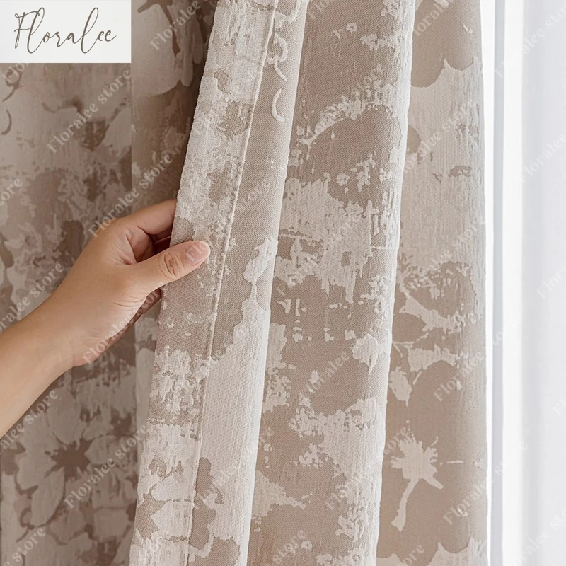 Floralee Store New Double-sided Chenille Jacquard Curtains for Bedroom Living Room Blackout Curtains Luxury French Customizable