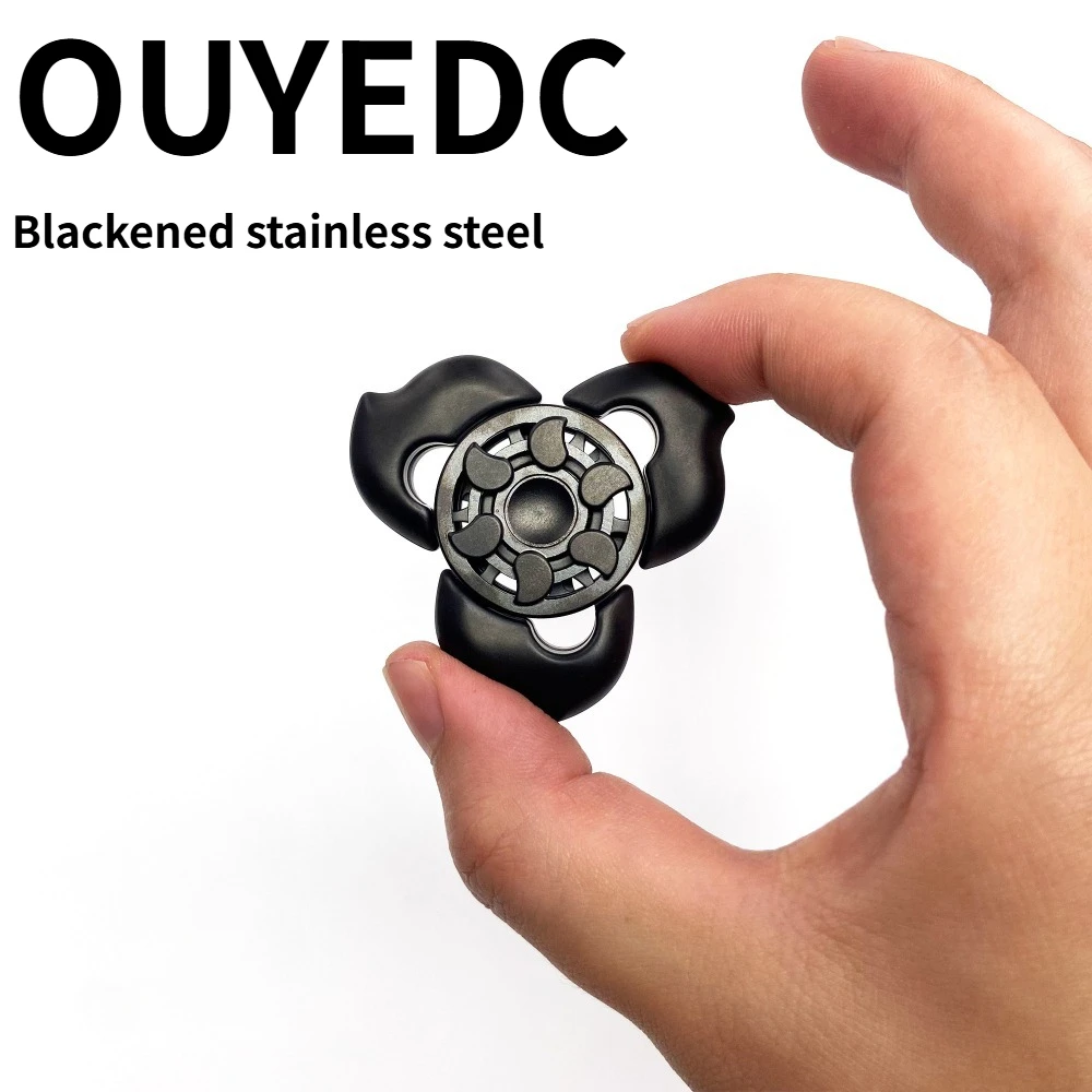 OUYEDC Stainless Steel Spiral Speed-Up Three-Leaf Fidget Spinner Desktop Decompression Toy