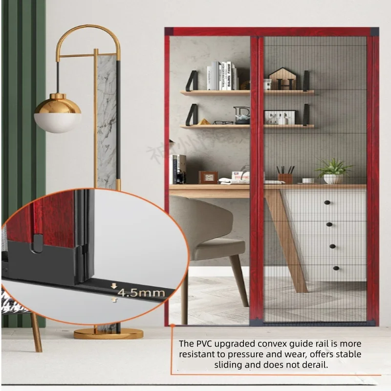 Custom detachable aluminum alloy sliding invisible folding mosquito-proof screen door  bellows-type trackless screen door