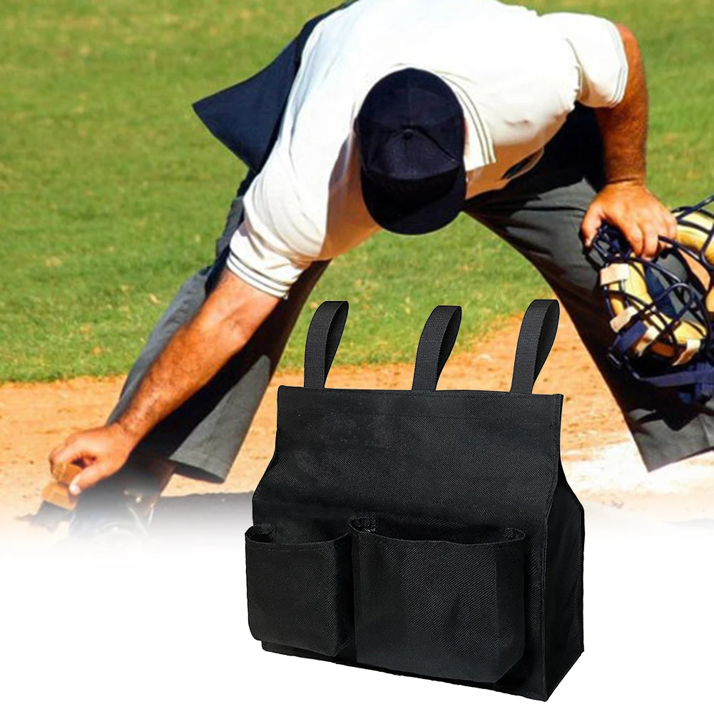 Baseball Umpire Ball Bag Black Portable Baseball Softball Umpire Bag 31x24.5x7.5cm For Small Items Keys Scorecards