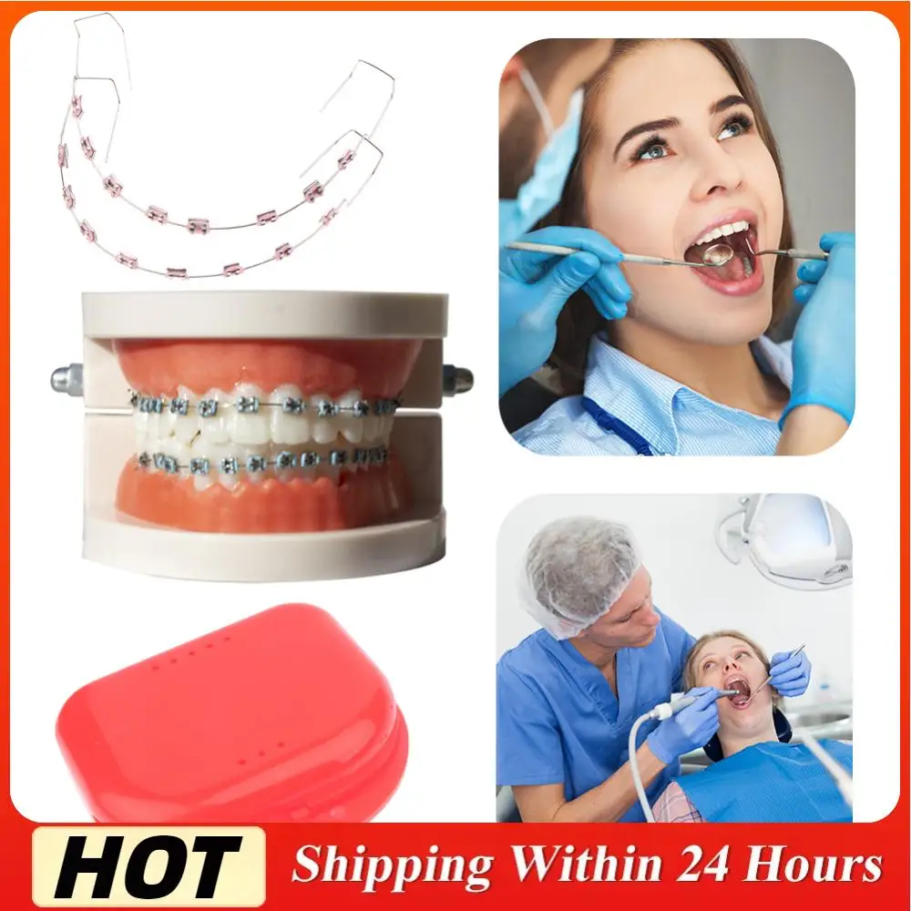 

1 пара стоматологических поддельных брекетов с коробкой для хранения, стоматологическое модное украшение (розовое)