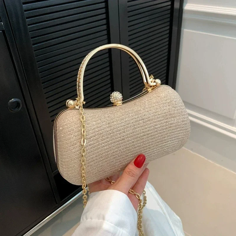Glänzende Mini-Abendtasche, Geldbörse mit Strass-Kette, luxuriöse Glitzer-Bankett-Handtasche, perfekt für Party, Hochzeit, Abschlussball, Abendessen/Bankett – Detail 10