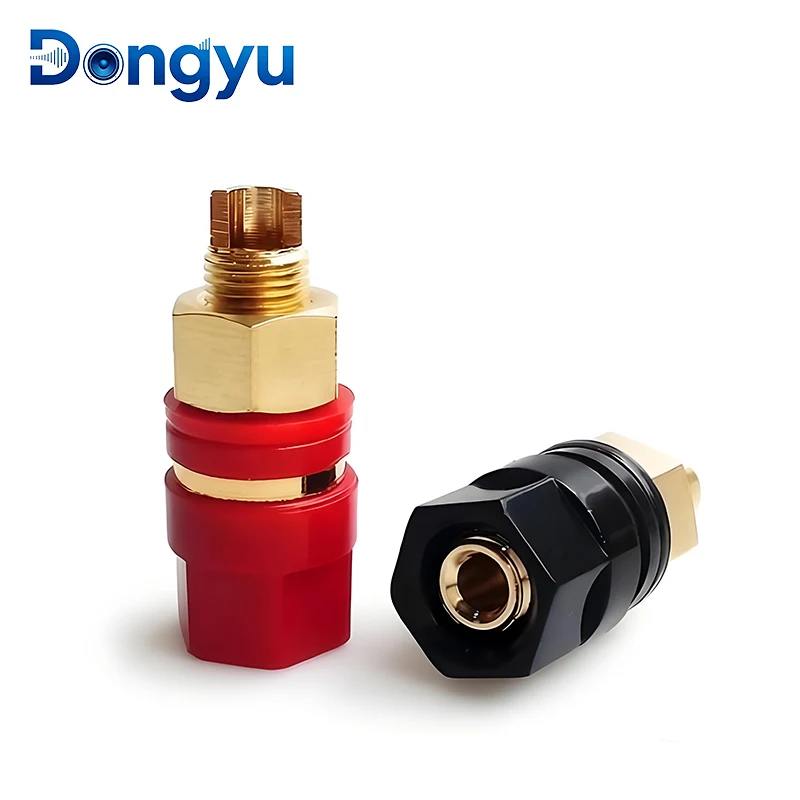 Connector Binding Post Audio Terminal,4MM Hexagonal Banana Plug, High Quality Speaker Horn Connector Gold-Plated Pure Copper