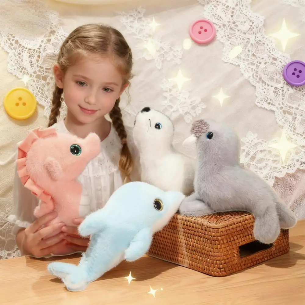 

Кавайная морская животная, плюшевая игрушка, розовый морской конек, печать, морской лев, дельфин, мягкие морские существа для мальчиков и девочек, детский декор для стола, учебный компаньон