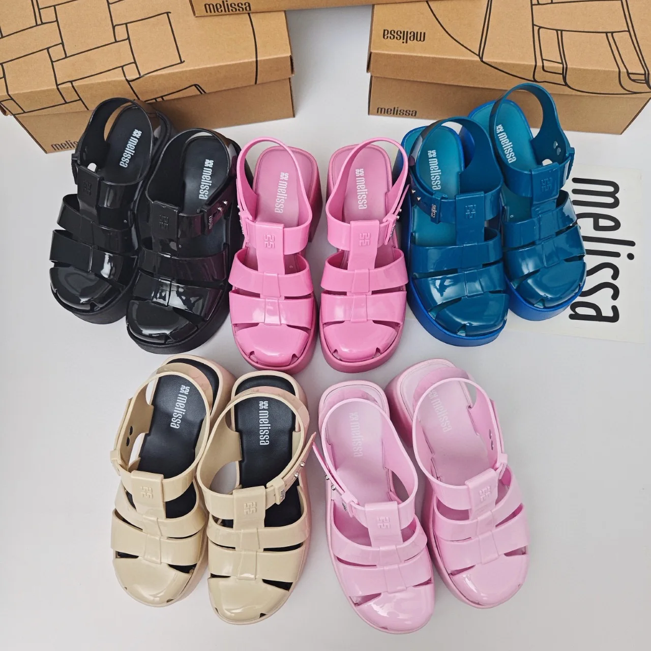 Melissa Women Summer PVC Brand Brazil Jelly Shoes Platform Girl Sandals Ladies High Heel One-belt Fragrance Beach Shoes