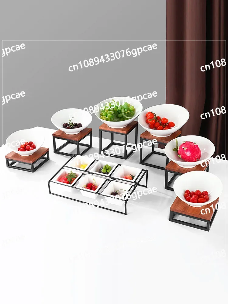 Buffet Table, Fruit Salad Plate, Ceramic Light Luxury Three-layer Fruit Hotel Cold Vegetable Bowl, Hot Pot Seasoning Bowl Rack