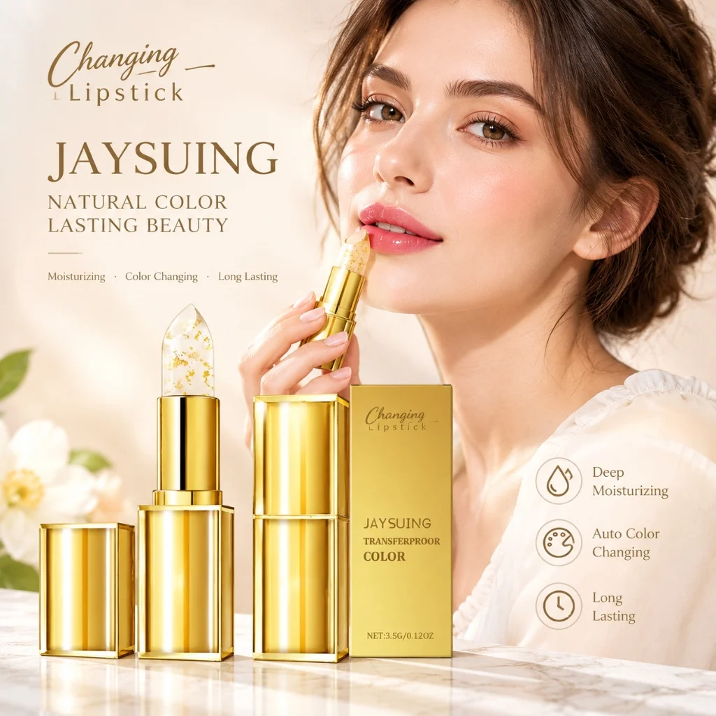 Color Changing Gold Foil Lip Balm Moisturizer Brighten Erase Lip Lines Alleviate Dryness Non-stick Long Wear Hydrating Lip Care