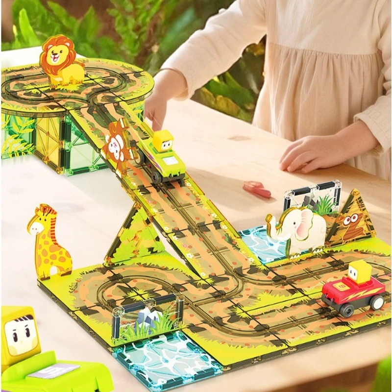 تخطيط مكعبات البناء المغناطيسية الجديدة وسيارات السكك الحديدية الكهربائية المغناطيسية القوية؛ ألعاب الربط من سلسلة نافذة الألوان لـ Urban Tra