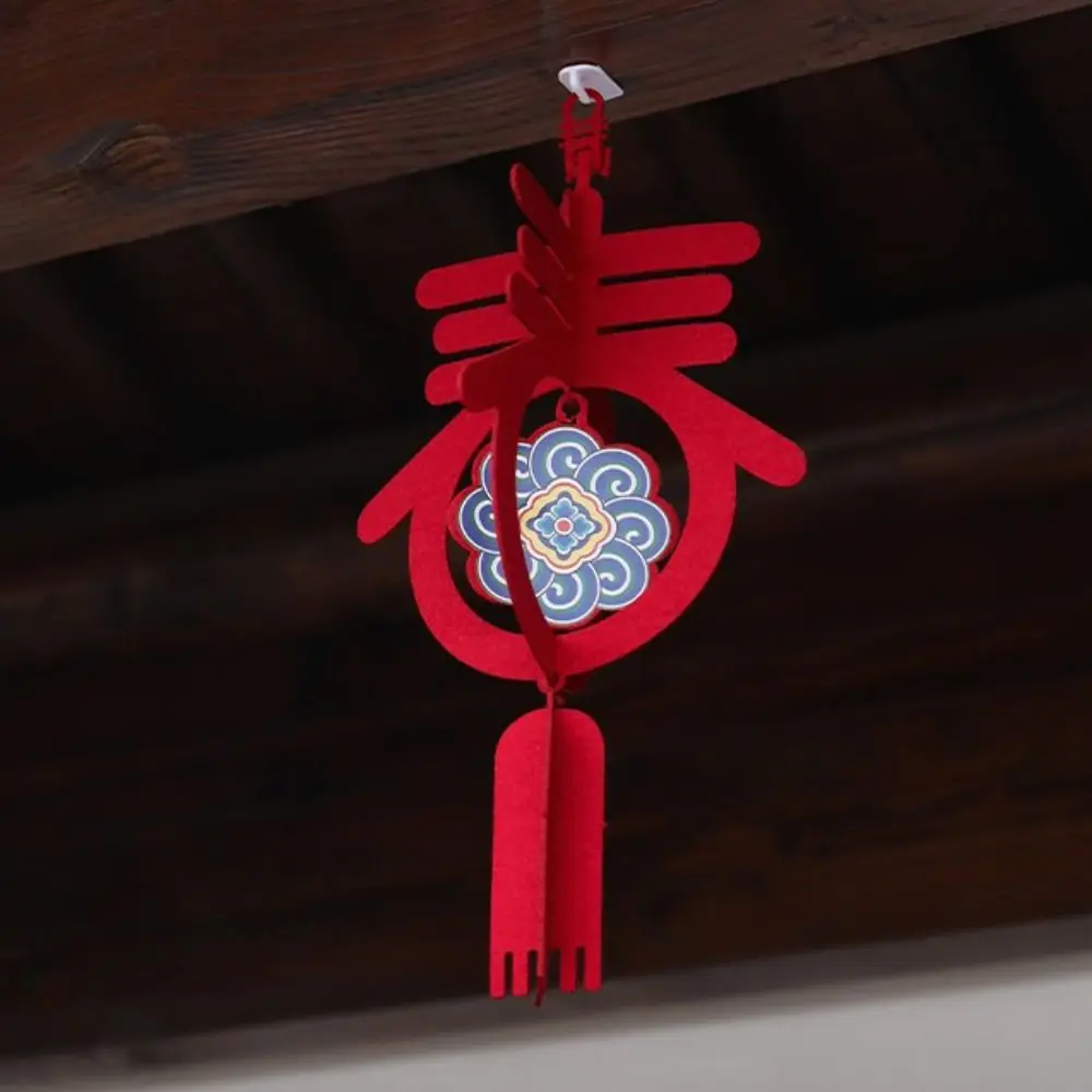 Non-woven Chinese New Year Ruyi Lantern Red 3D Spring Festival Hanging Ornaments with Hook DIY Pendant Kindergarten Craft