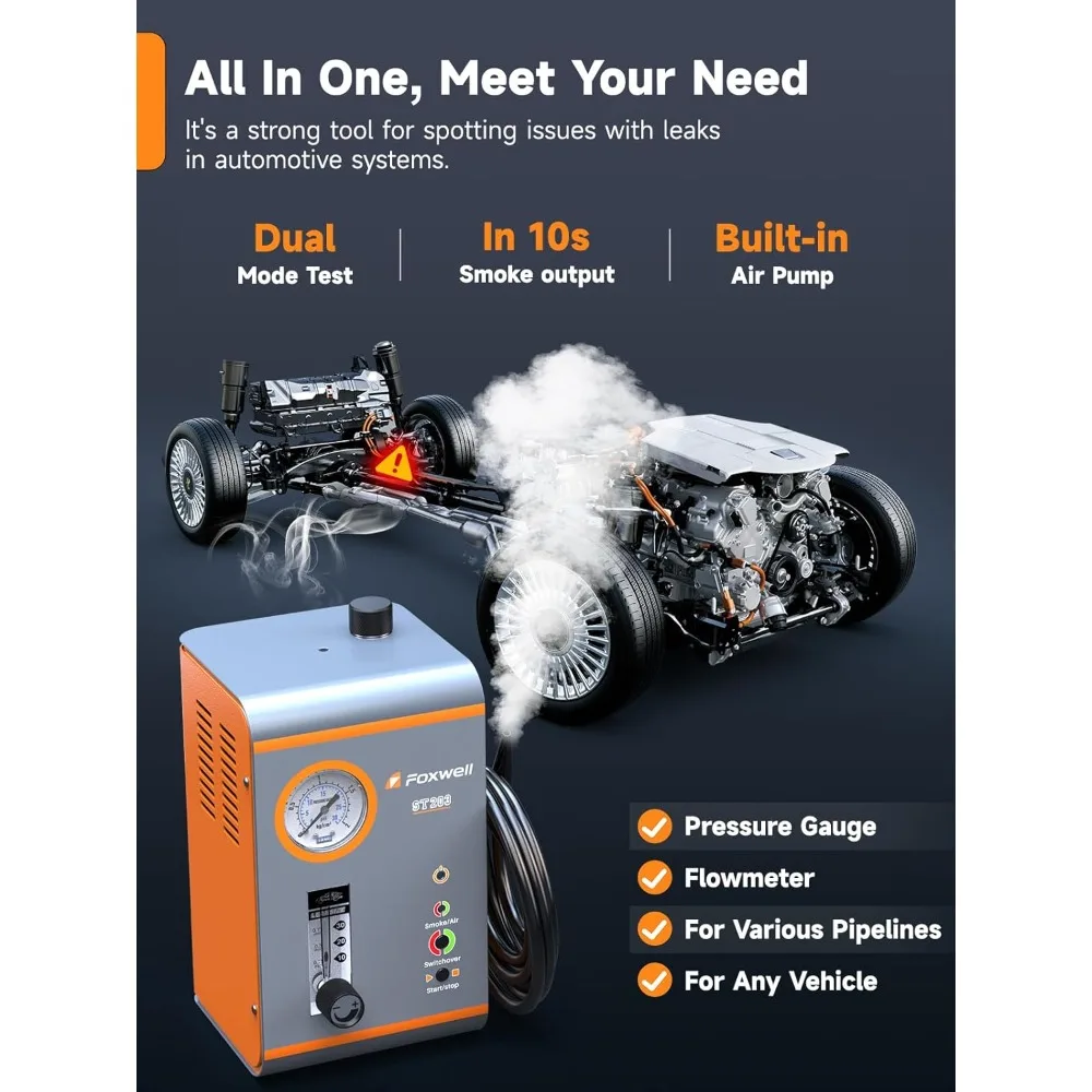 ST203 Rookmachine Automotive Lekdetector, Auto-emissie EVAP Diagnostische Rookmachine Lektester met ingebouwde luchtpomp
