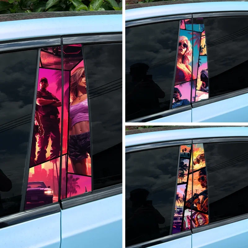 ملصقات Vice City GTA ، شارات فينيل ، عمود مركز السيارات المقاوم للماء ، ملصق عمود ، ملصقات ألعاب ، 1: 2: سيارة #1