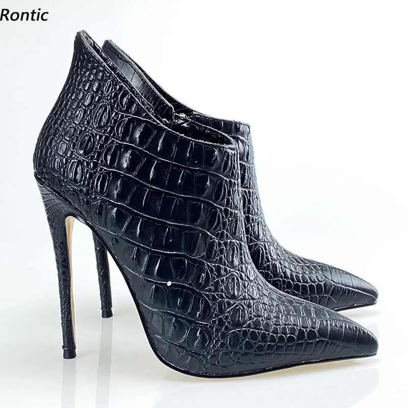 

Rontic/Новые модные женские зимние ботильоны с боковой молнией на шпильке с острым носком, великолепная фиолетовая обувь для вечеринок, размер США 4-13