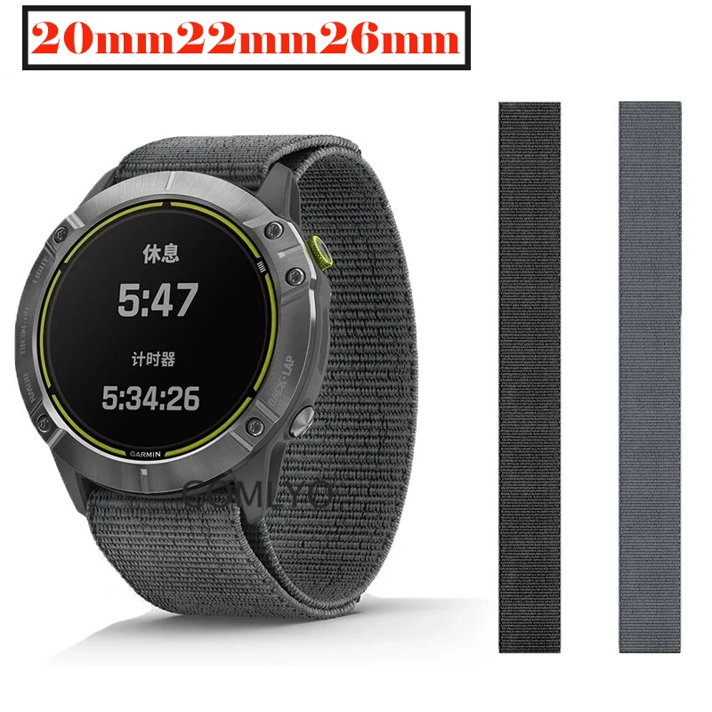 26 22mm Strap For Garmin Enduro D2 Fenix 7 7X Fenix6 6X Pro  5 5X Plus 3 HR Epix Gen 2 MK1 Mk2 Mk2i Breathable Nylon Strap