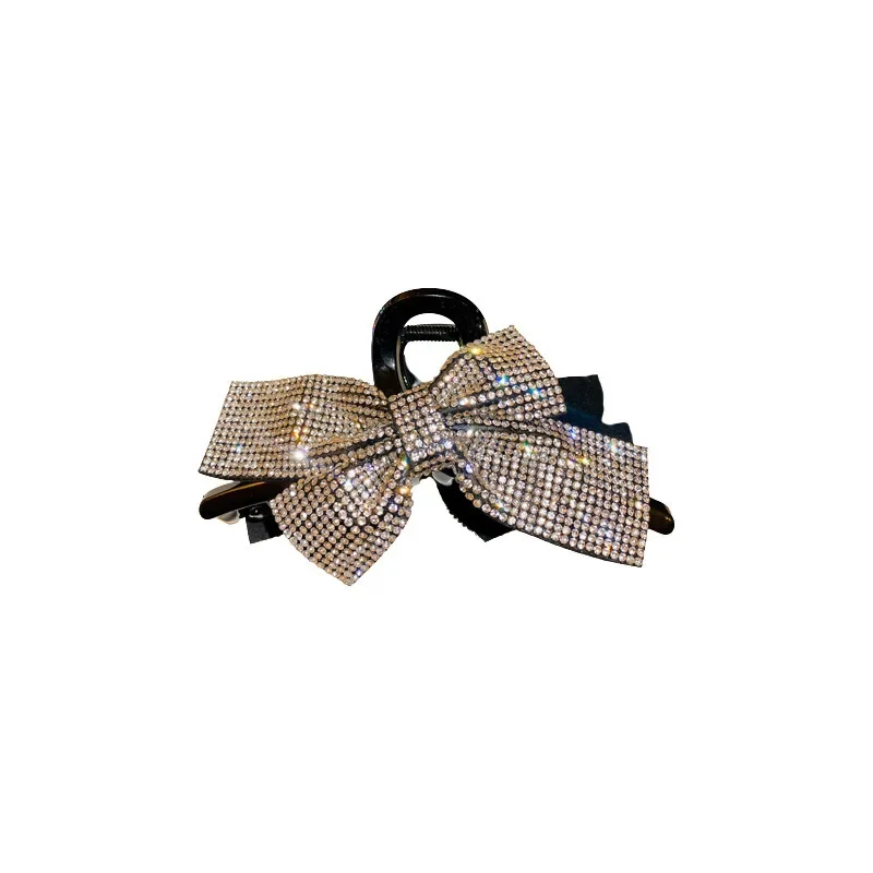 New Sparkling Rhinestone Bow Clip Elegant Women\'s Fashionable High-end Ponytail Hair Clip Headwear