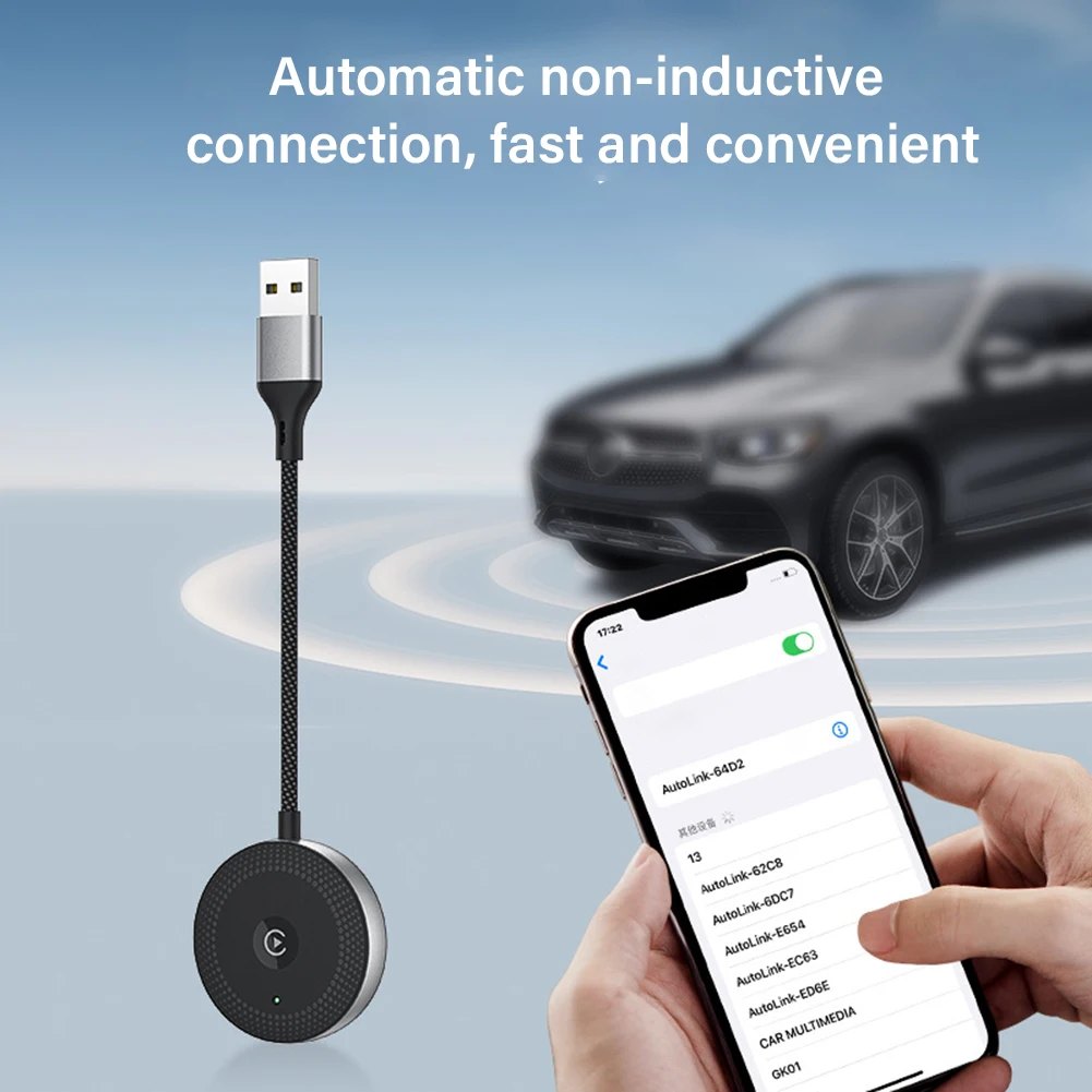 안드로이드 자동 어댑터 용 무선 CarPlay 블루투스 호환 5.0 차량용 어댑터 플러그 앤 플레이 CarPlay AI Box 스마트 미니 동글