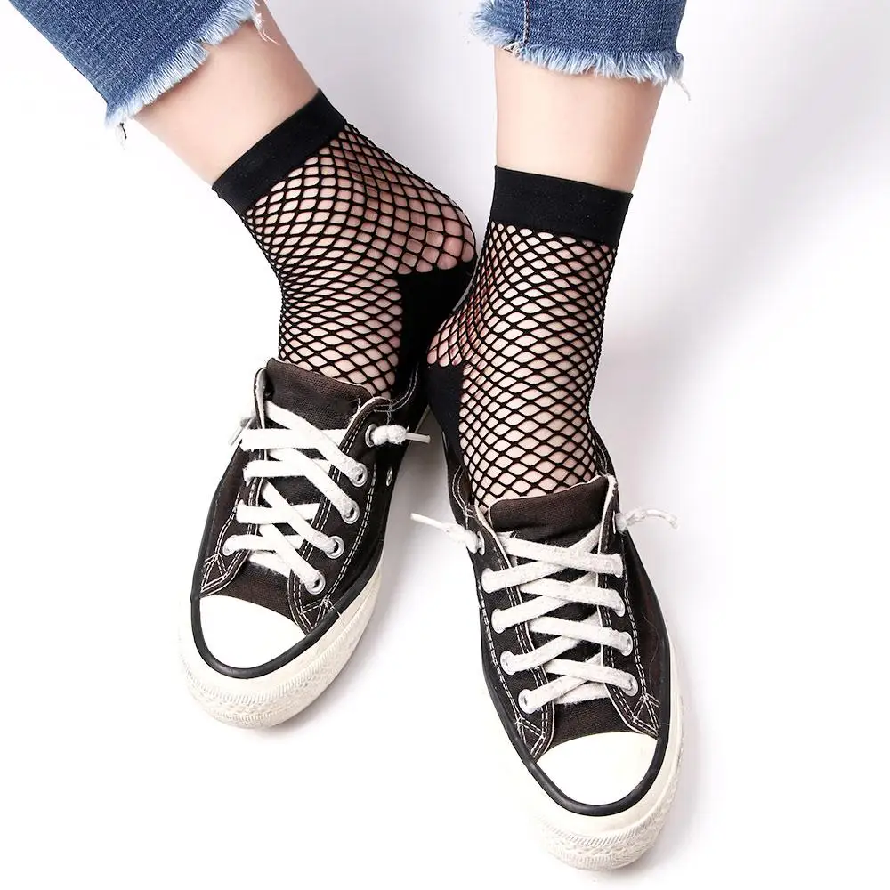 Punk Ruffle Women Breathable Lace Sexy Ankle Socks Mesh Net Socks Fishnet Socks Short Socks