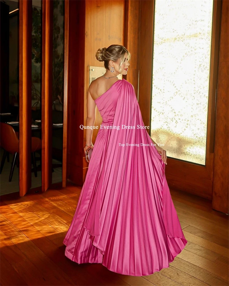 Qunque Elegant Frill-Layered Women Evening Dress One Shoulder With Shawl Sleeves Pleat Prom Formal Gowns Customized Dubai Dress