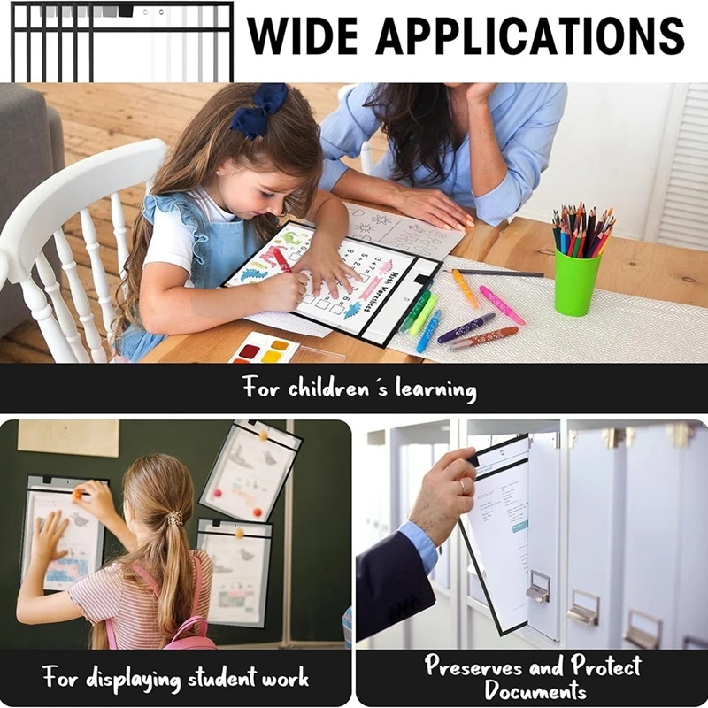 25 папок для файлов, 9 х 12 дюймов, держатель для рабочих заметок, карманы для сухого стирания для учителей, принадлежности для организации работы в классе B, прочный
