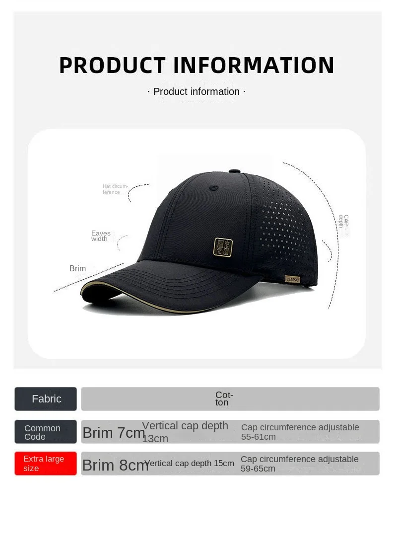 XXXL Männer Frauen Baseball Kappe Großen Kopf Plus Größe Sommer Mesh Top Qualität Oversize Sport Snapback Hut 56-60 cm 61-63 cm – Detail 8